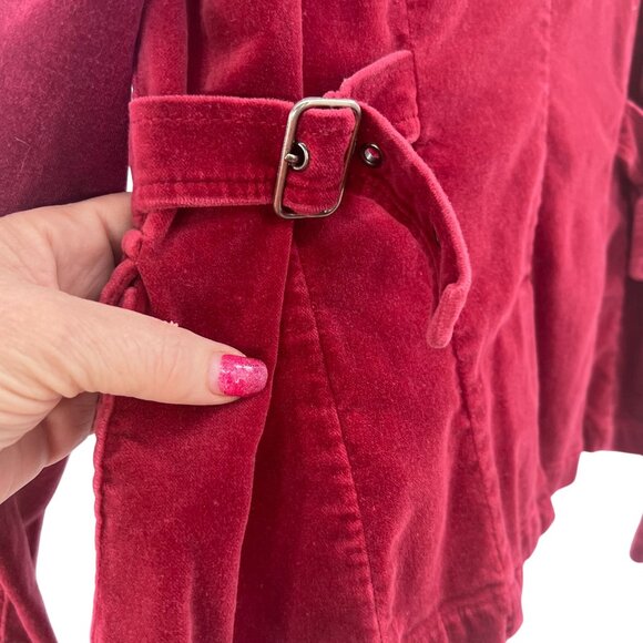 American Eagle Outfitters Velvet Wine Blazer L Adjust Sides Button Cuffs Pockets - Picture 8 of 16